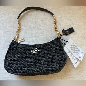 Coach Black Crochet Bag with Gold Chain